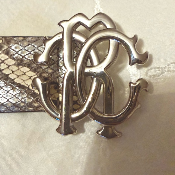 Roberto Cavalli Python Leather Belt w/ RC Logo Buckle | Size 40 / 80 - Picture 4 of 6